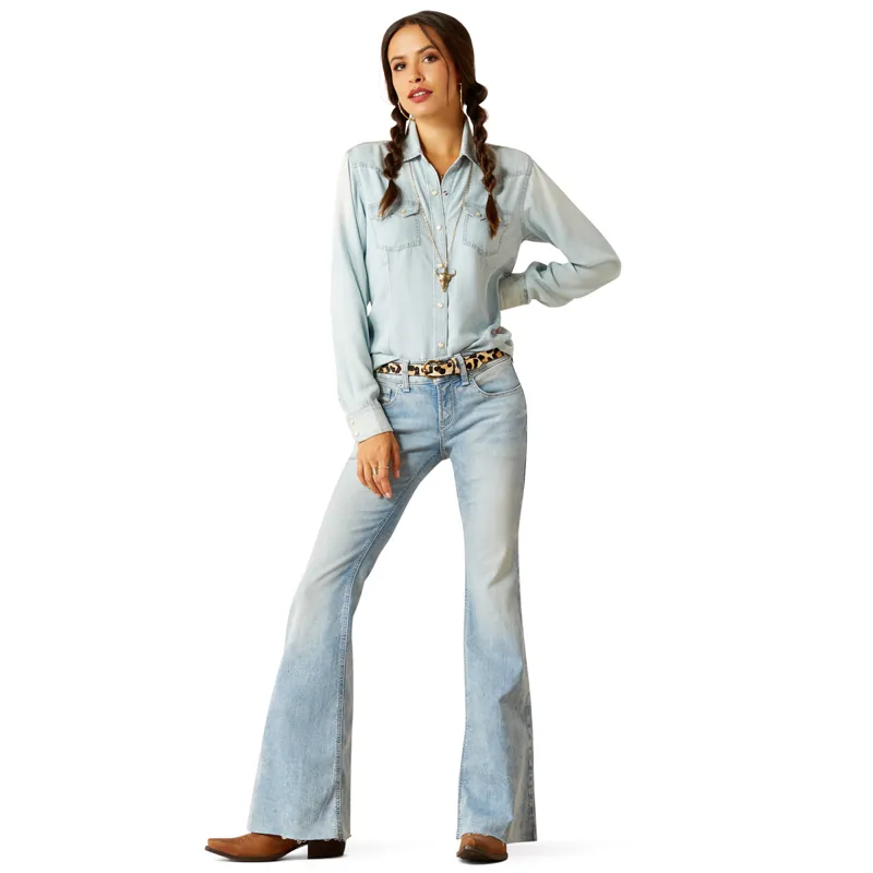 Ariat Blues Long Sleeve Ladies Shirt - Bleached Chambray - X-Small-3