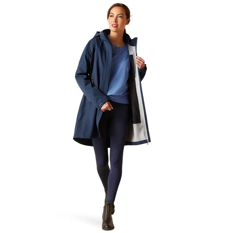 Ariat Coastal Ladies Long Waterproof Jacket - Navy Eclipse-1