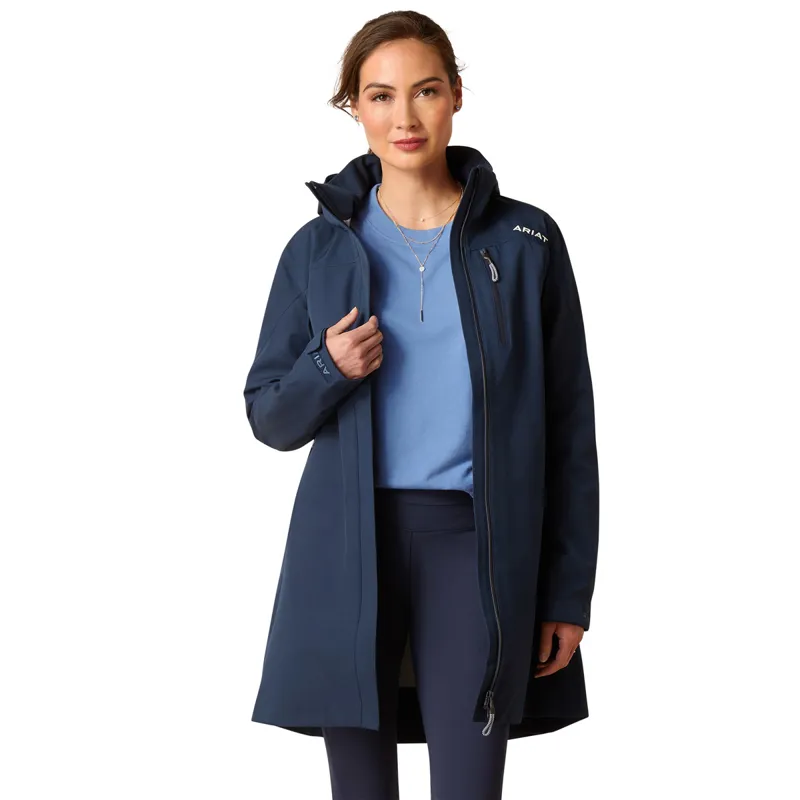 Ariat Coastal Ladies Long Waterproof Jacket - Navy Eclipse