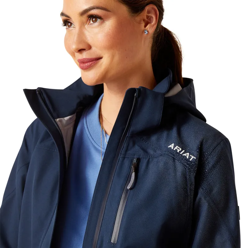 Ariat Coastal Ladies Long Waterproof Jacket - Navy Eclipse-2