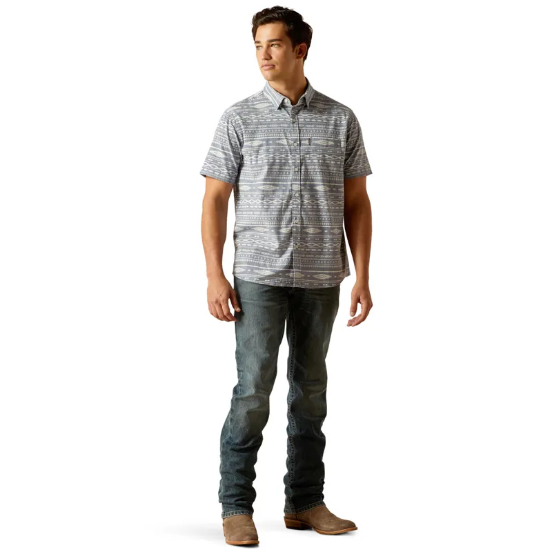 Ariat Mack Short Sleeve Mens Shirt - Chambray Blue - Small-3