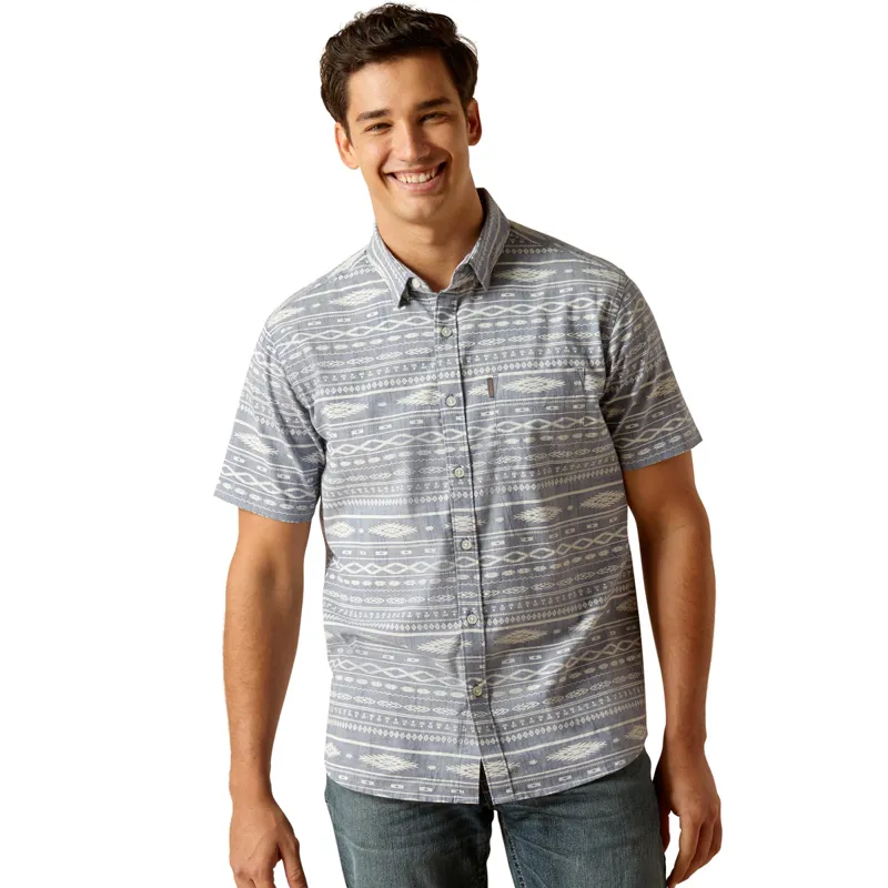 Ariat Mack Short Sleeve Mens Shirt - Chambray Blue - Small