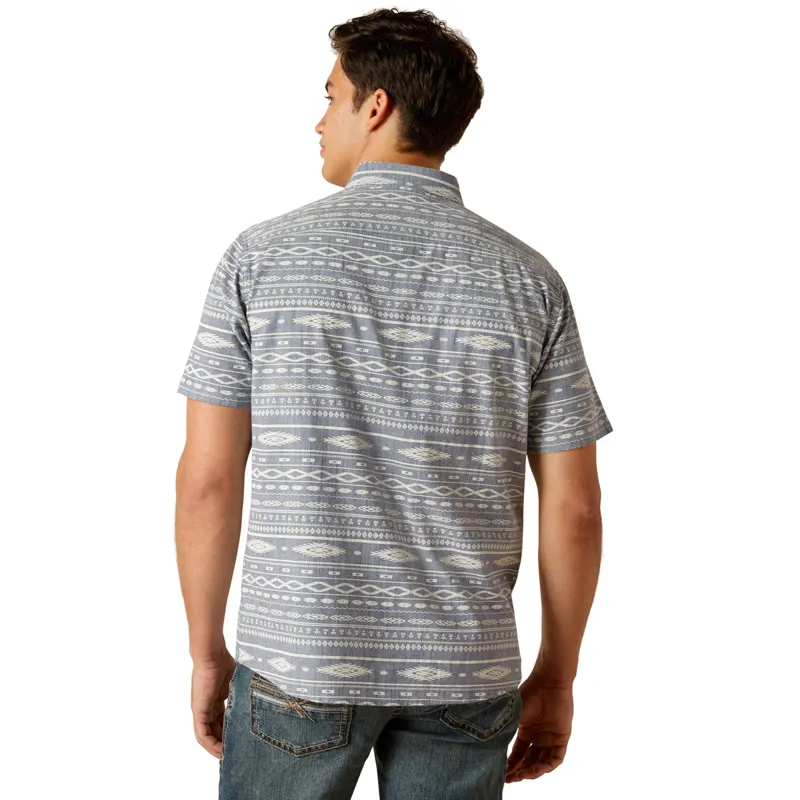 Ariat Mack Short Sleeve Mens Shirt - Chambray Blue - Small-1