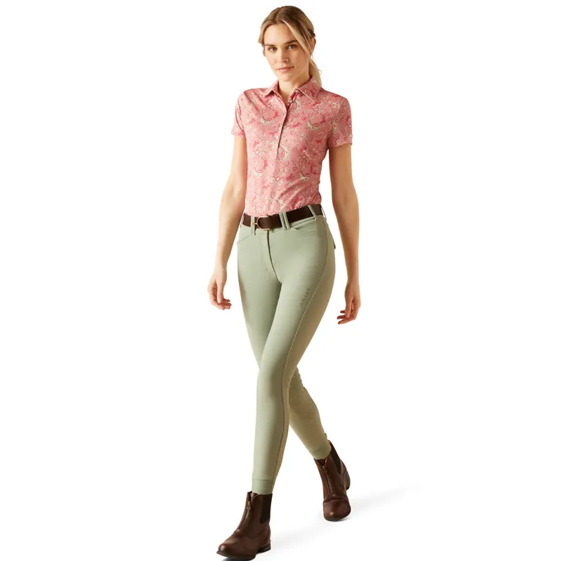 Ariat Motif Ladies Short Sleeve Polo Shirt - Rose Baroque Horse-3