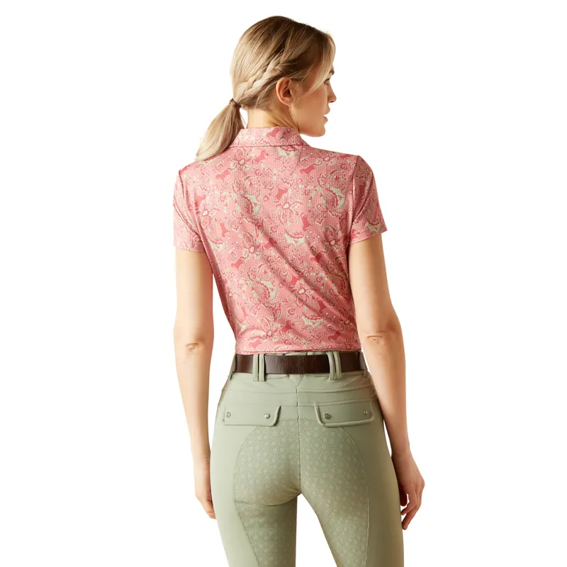 Ariat Motif Ladies Short Sleeve Polo Shirt - Rose Baroque Horse-1