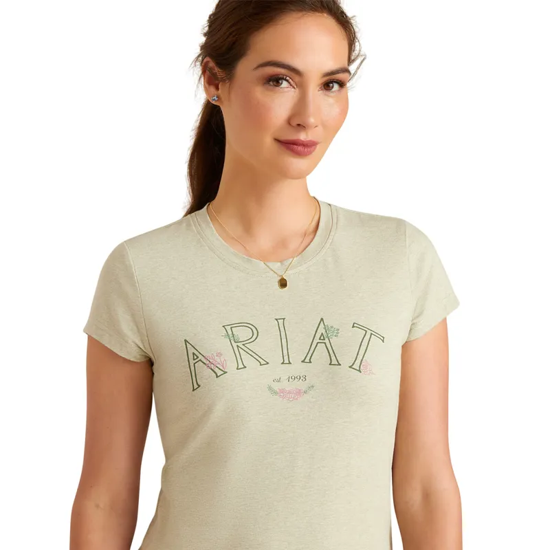 Ariat Posey Short Sleeve Ladies Tee - Heather Laurel Green-1