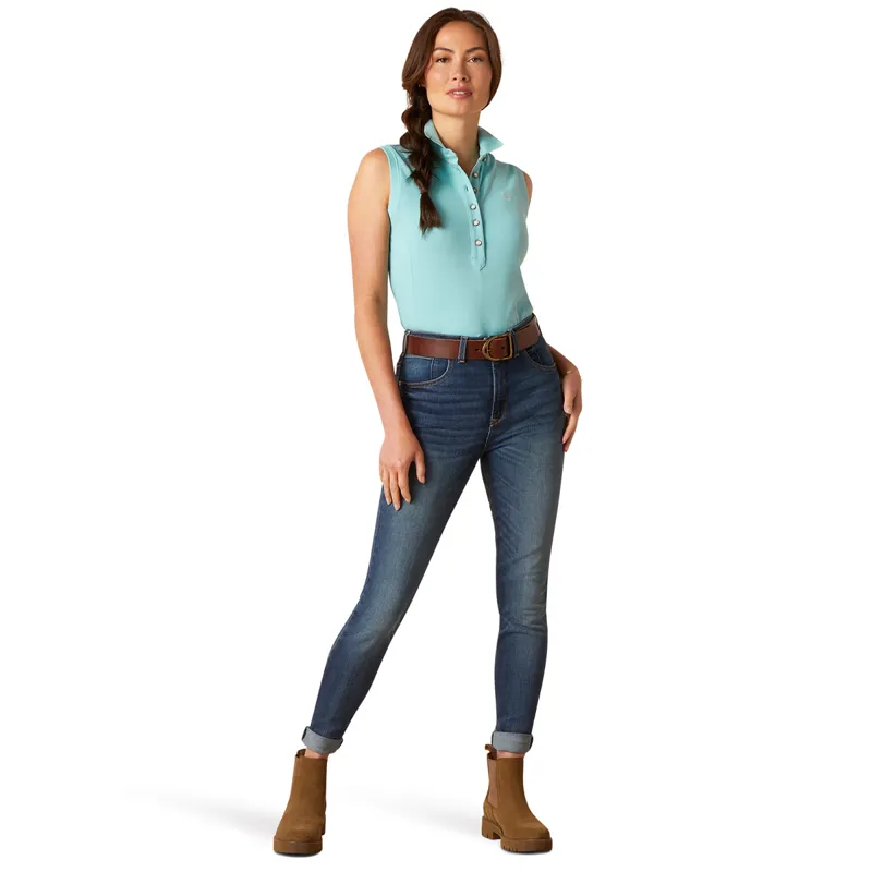 Ariat Prix 2.0 Sleeveless Ladies Polo Shirt - Marine Blue-3