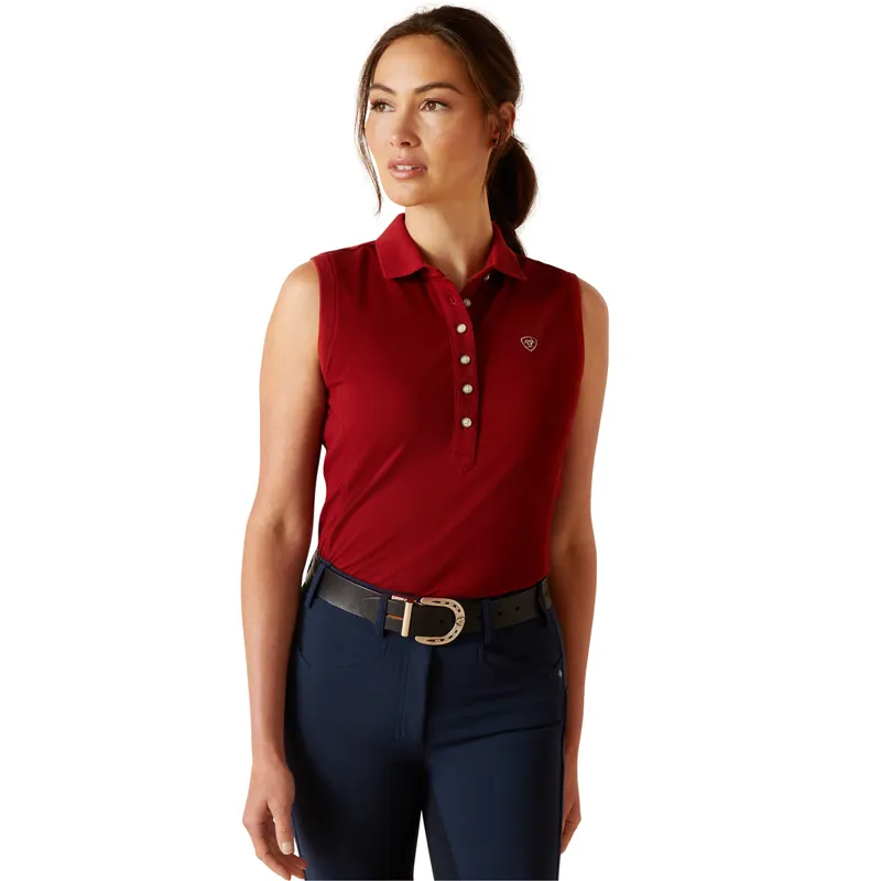 Ariat Prix 2.0 Sleeveless Ladies Polo Shirt Sun Dried Tomato
