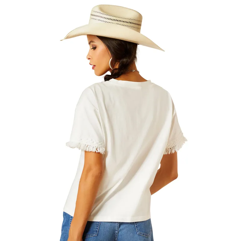 Ariat Tassel Top Ladies Tee - Cloud Dancer - X-Small-3