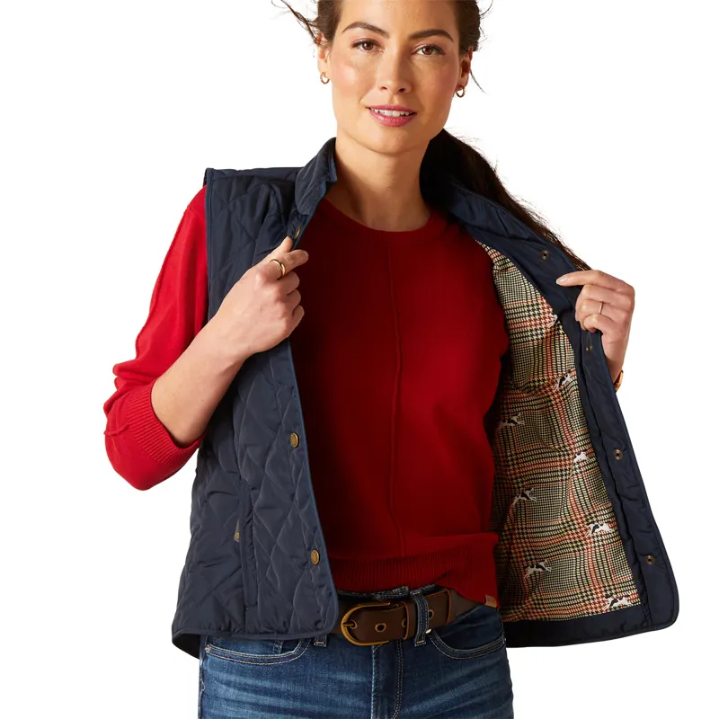 Ariat Country Woodside Ladies Quilted Gilet - Navy-2