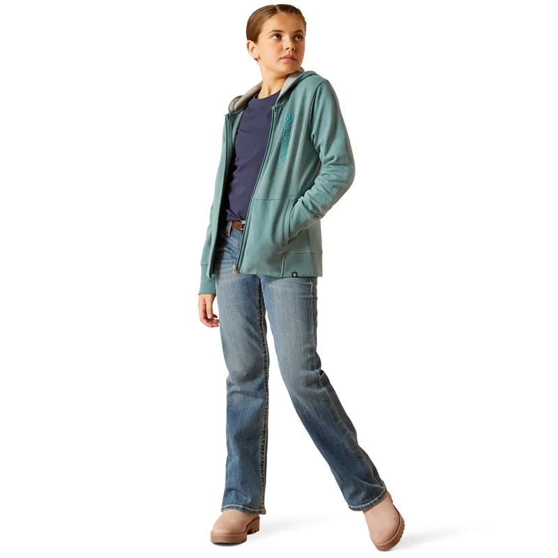 Ariat Team Logo Full Zip Junior Hoodie - North Atlantic-3