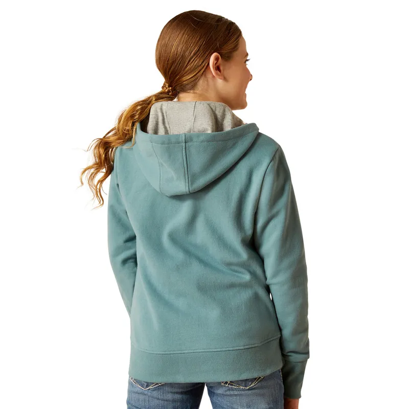 Ariat Team Logo Full Zip Junior Hoodie - North Atlantic-1