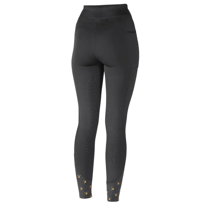 Aubrion Porter Full Grip Junior Girls Winter Riding Tights - Black-2