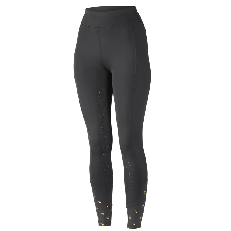 Aubrion Porter Full Grip Junior Girls Winter Riding Tights - Black-3