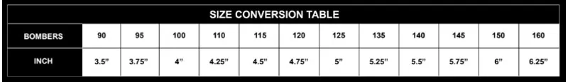 Bombers Mouthpiece Size Guide