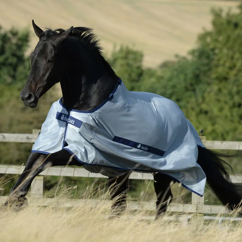 Bucas Buzz-Off Classic Standard Neck Fly Rug - Silver/Blue-1