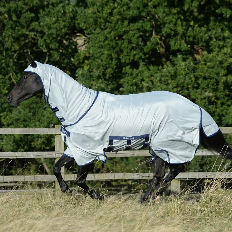Bucas Buzz-Off X Full Neck Big Neck Fly Rug - Silver-2