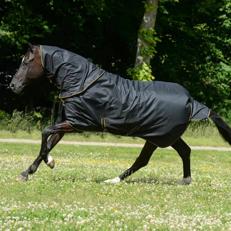 Bucas Irish 50g Detachable Neck Turnout Rug - Black/Gold-3