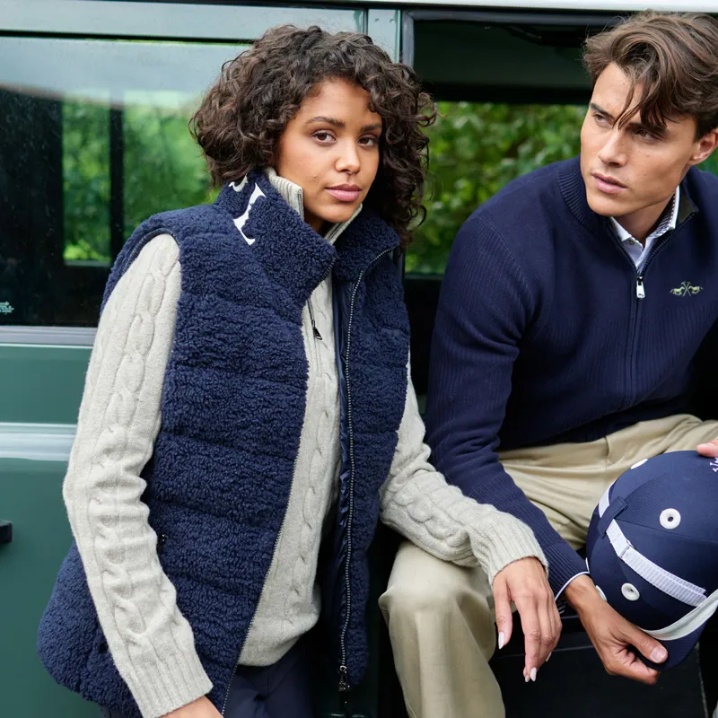 HV Polo Dayla Ladies Teddy Fleece Gilet - Navy-2