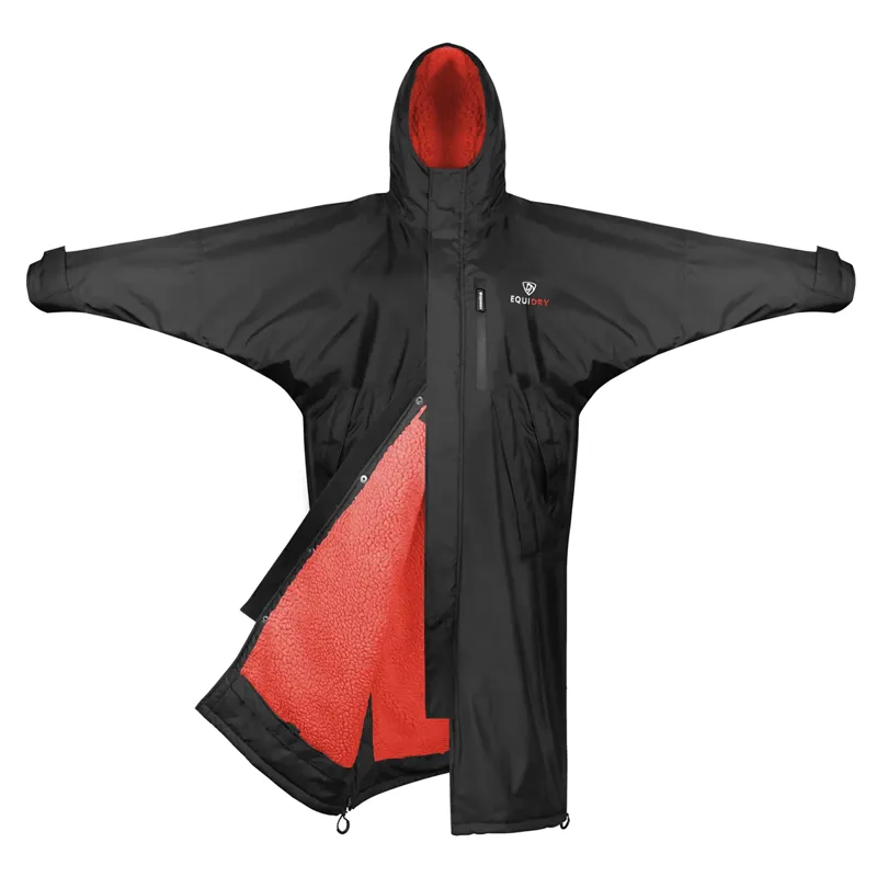 EQUIDRY Evolution Thick Fleece Lined Junior Jacket - Black/Coral