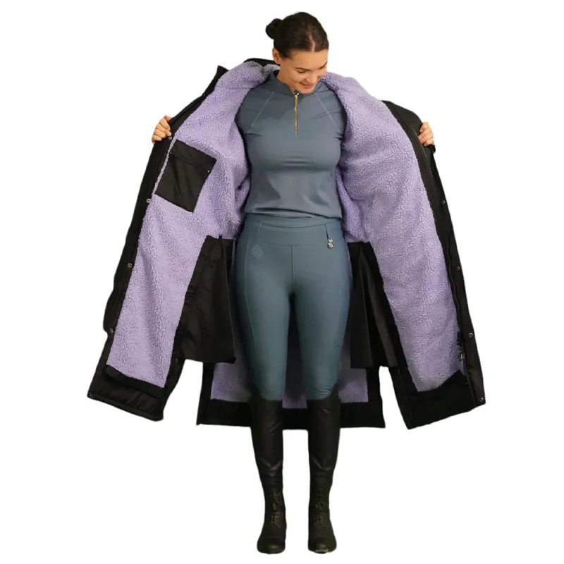 EQUIDRY Evolution Thick Fleece Lined Waterproof Jacket - Black/Lilac-3