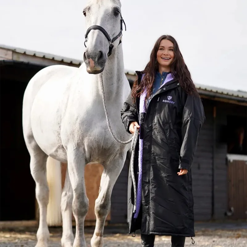 EQUIDRY Evolution Thick Fleece Lined Waterproof Jacket - Black/Lilac