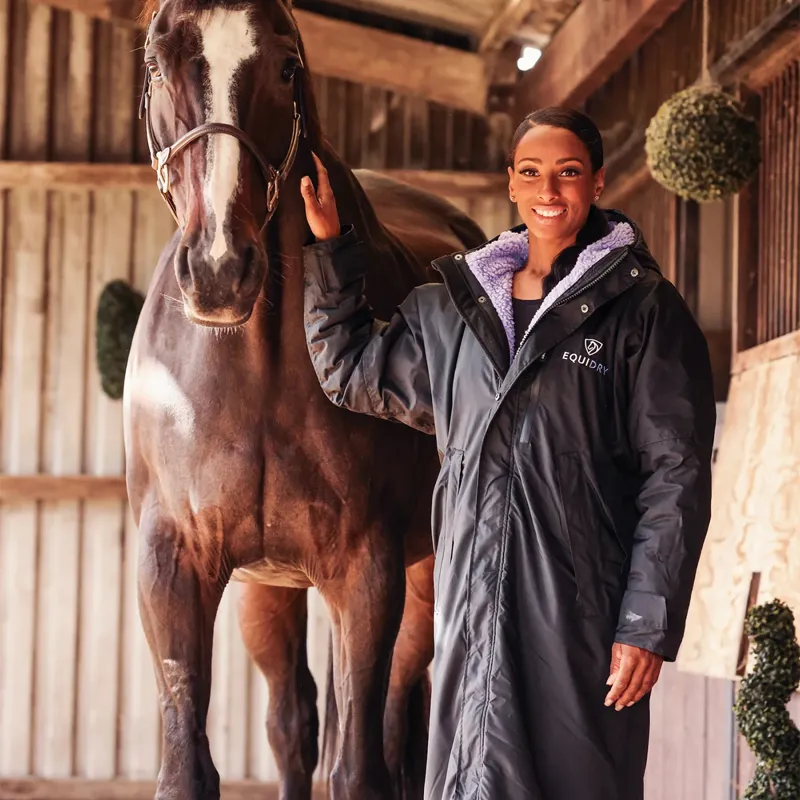 EQUIDRY Evolution Thick Fleece Lined Waterproof Jacket - Black/Lilac-9