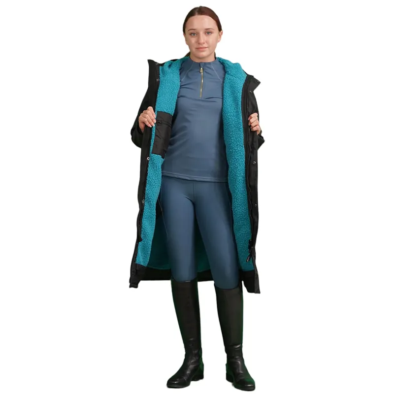 EQUIDRY Evolution Thick Fleece Lined Waterproof Jacket - Black/Turquoise-5