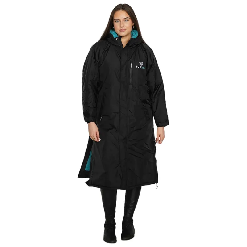 EQUIDRY Evolution Thick Fleece Lined Waterproof Jacket - Black/Turquoise-2