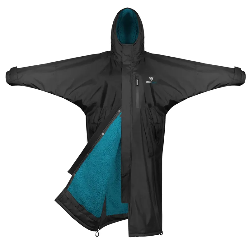 EQUIDRY Evolution Thick Fleece Lined Waterproof Jacket - Black/Turquoise