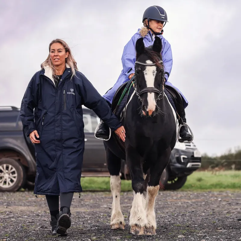 EQUIDRY Evolution Thick Fleece Lined Waterproof Jacket - Navy/Cream-1