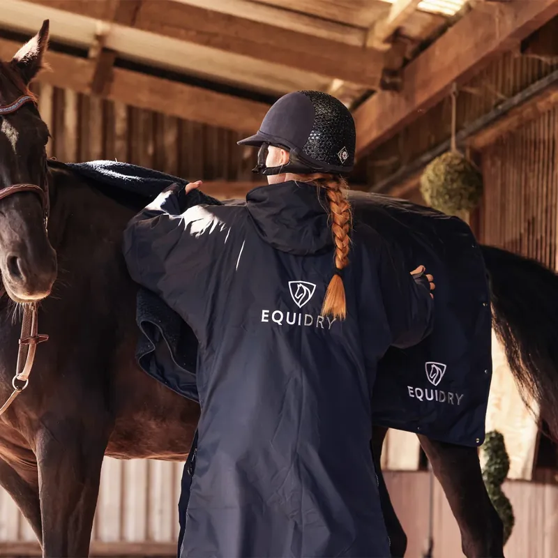 EQUIDRY Evolution Thick Fleece Lined Waterproof Jacket - Navy/Cream-2