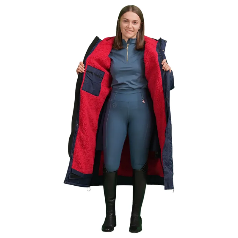 EQUIDRY Evolution Thick Fleece Lined Waterproof Jacket - Navy/Raspberry-4