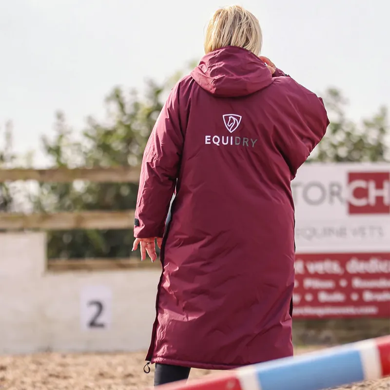 EQUIDRY Evolution Thick Fleece Lined Waterproof Jacket - Plum/Grey-4