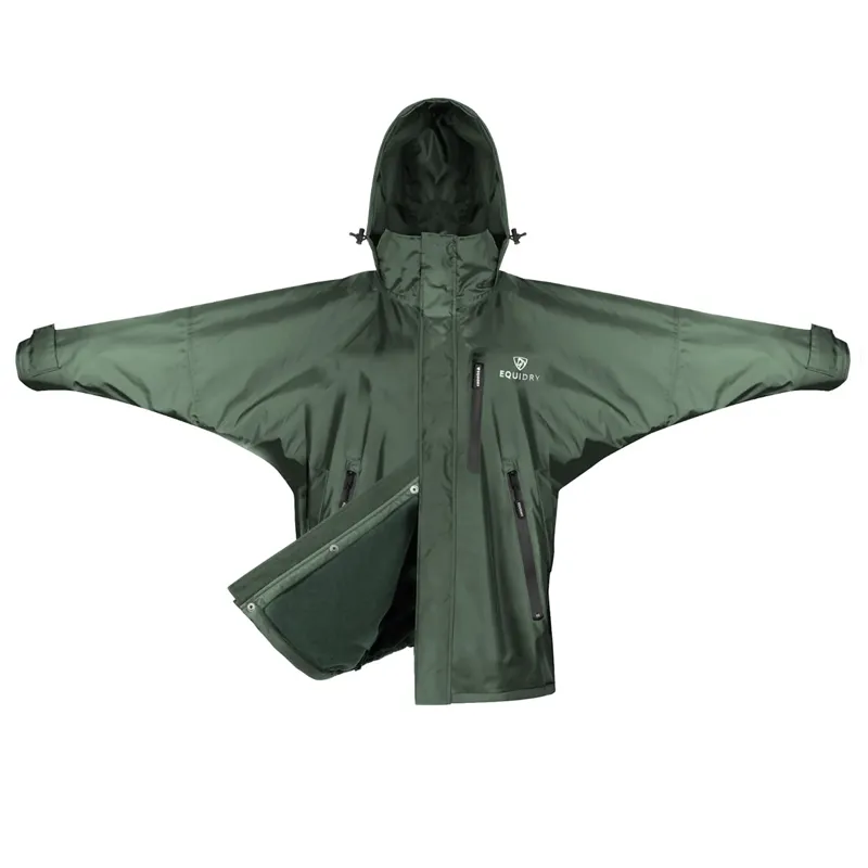 EQUIDRY Shortie Thin Fleece Lined Waterproof Jacket - Forest Green