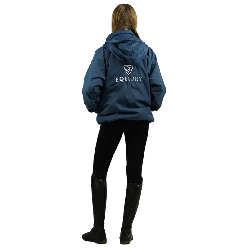 EQUIDRY Shortie Thin Fleece Lined Waterproof Jacket - Steel Blue/Grey-7