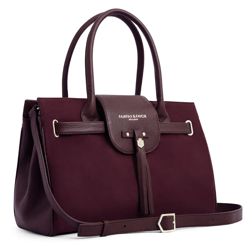 Fairfax and Favor Windsor Handbag Plum Suede