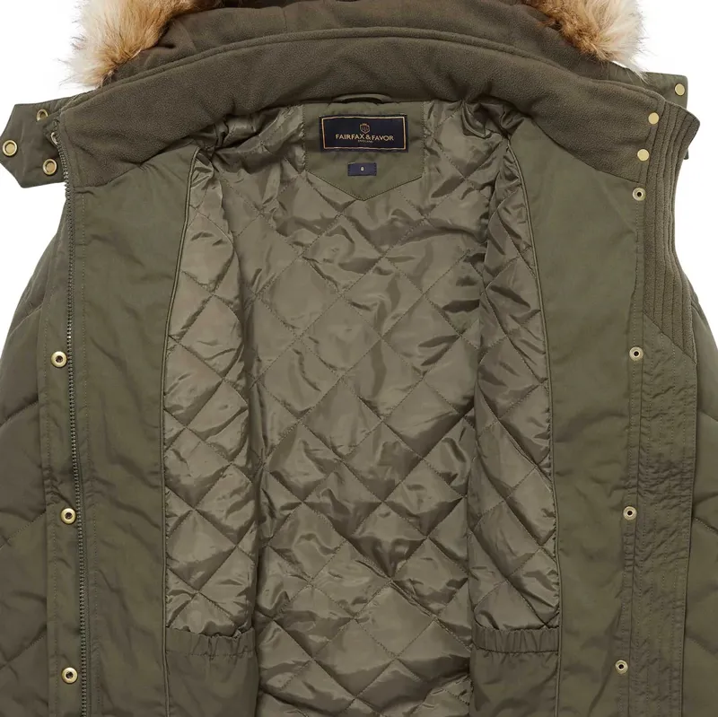Fairfax and Favor Charlotte Ladies Eco-Fill Quilted Jacket - Khaki-4