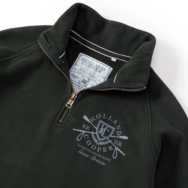 Holland Cooper Henley Crest Zip Ladies Jumper - Racing Green-2