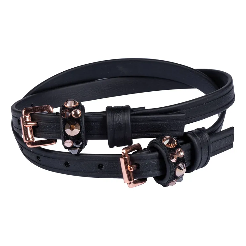 HKM Glamour Biothane Spur Straps - Black/Rose Gold-1
