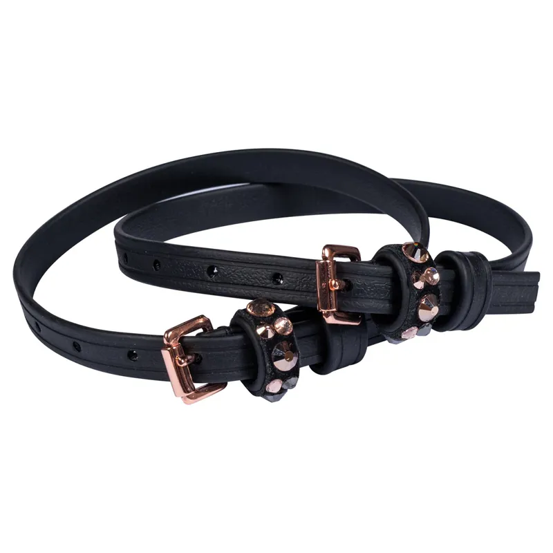 HKM Glamour Biothane Spur Straps - Black/Rose Gold