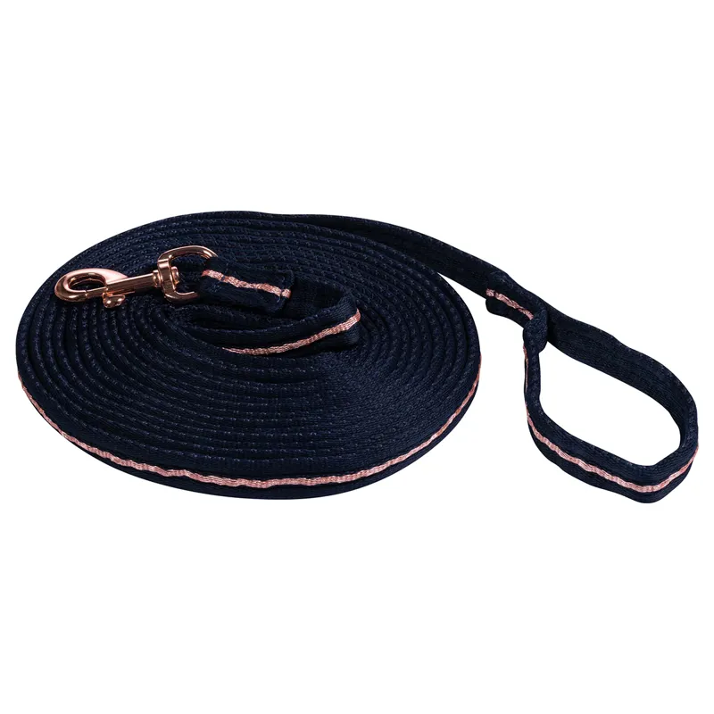 HKM Glamour Two Tone Padded Lunge Line - Navy/Rose Gold