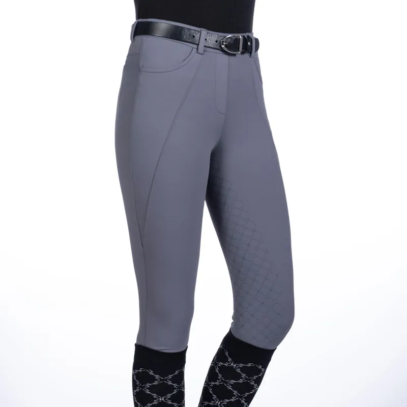 HKM Rosewood Full Grip Ladies Riding Tights - Grey - EU40-2
