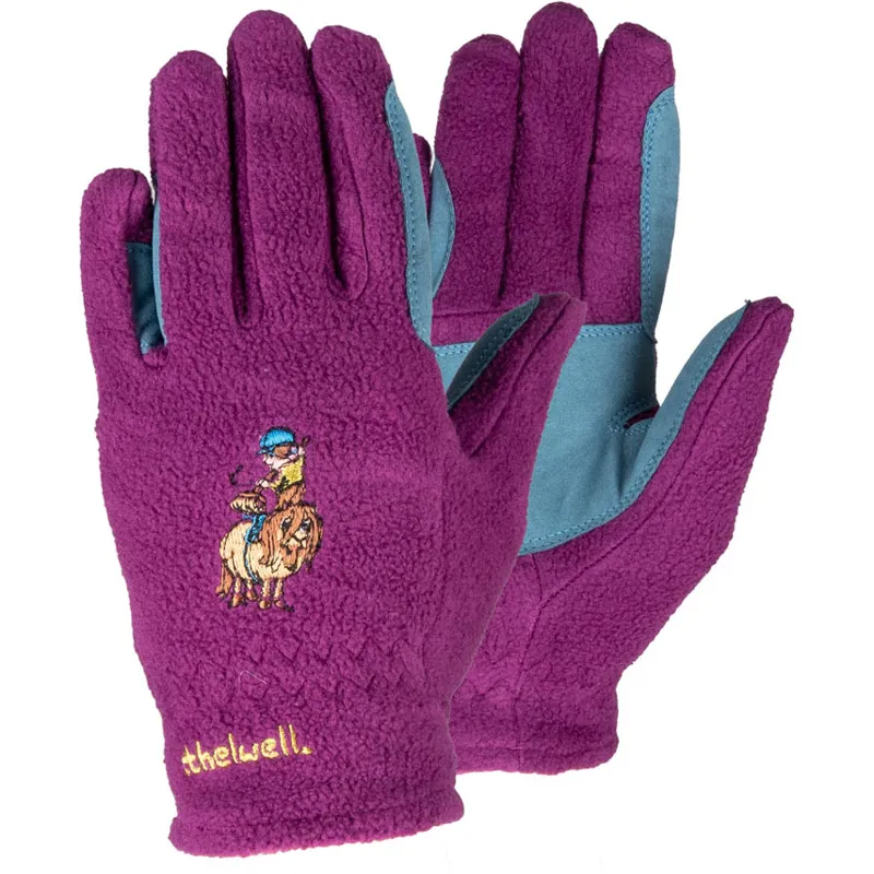 Hy Equestrian Thelwell Fleece Junior Riding Gloves - Pony Friends