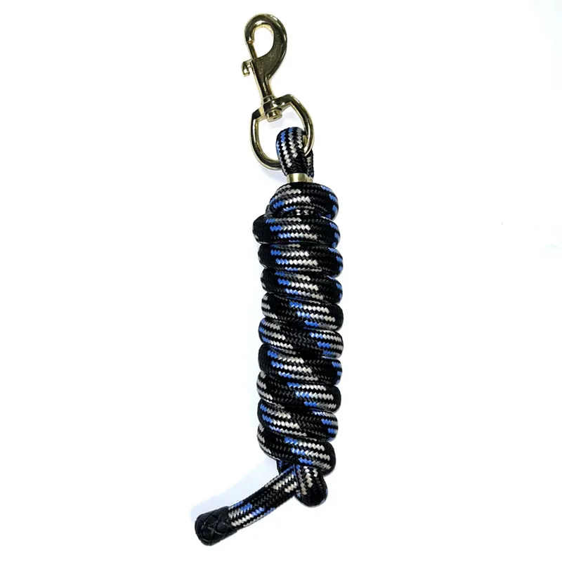 KM Elite Double Braided Nylon Swivel Hook Lead Rope - Black/Blue/White