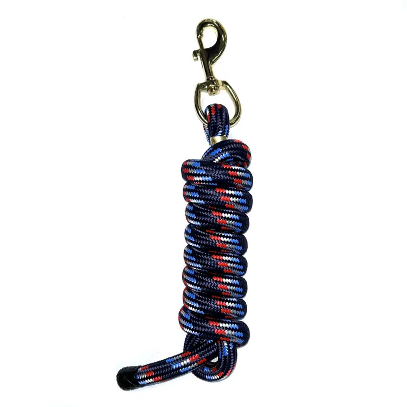 KM Elite Double Braided Nylon Swivel Hook Lead Rope - Navy/Red/Silver