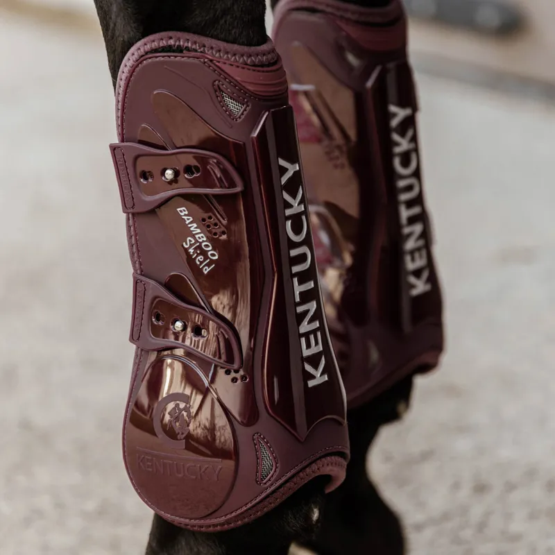 Kentucky Bamboo Shield Tendon Boots with Elastic Straps - Bordeaux-1