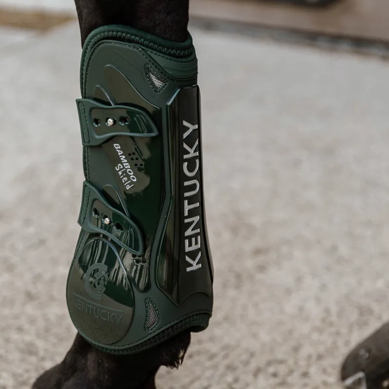 Kentucky Bamboo Shield Tendon Boots with Elastic Straps - Dark Green-1