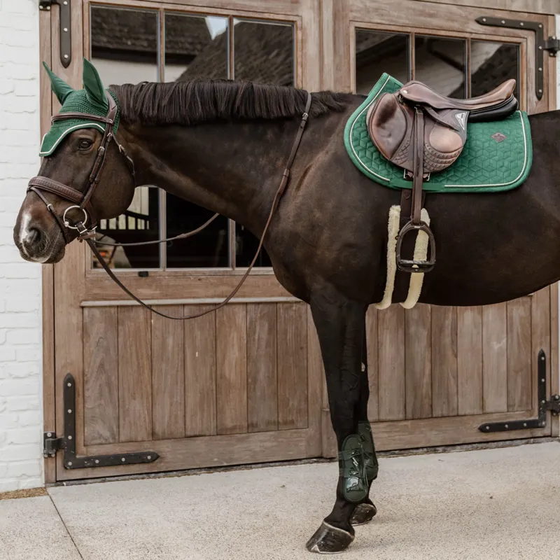 Kentucky Bamboo Shield Tendon Boots with Elastic Straps - Dark Green-2