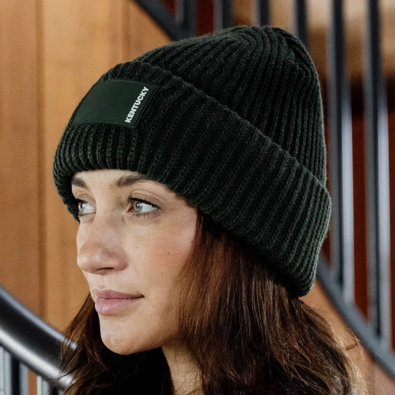 Kentucky Rubber Logo Beanie Hat - Dark Green-1